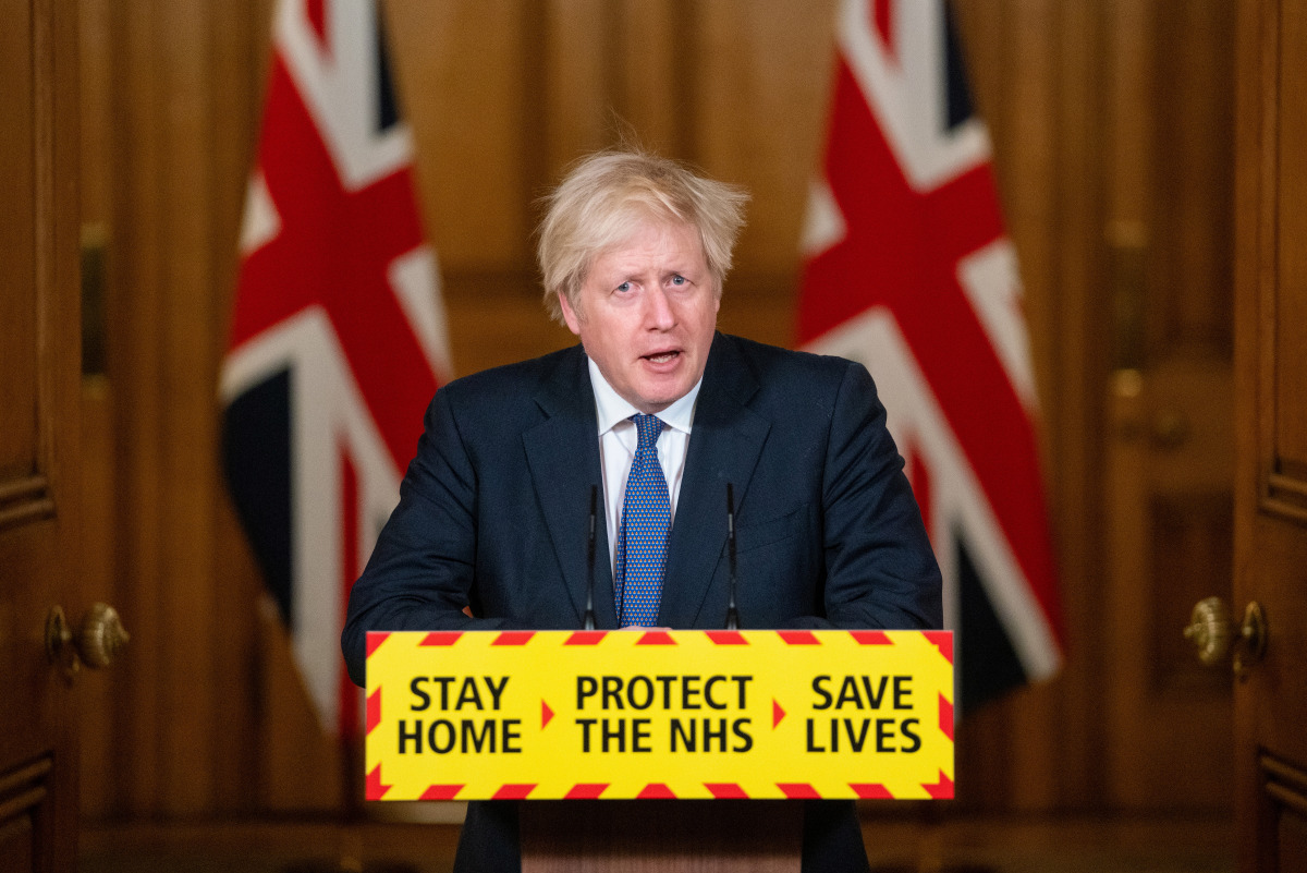 British Prime Minister Boris Johnson holds a media briefing on the coronavirus pandemic in Downing Street, London, Britain January 15, 2021. Dominic Lipinski/PA Wire/Pool via REUTERS
