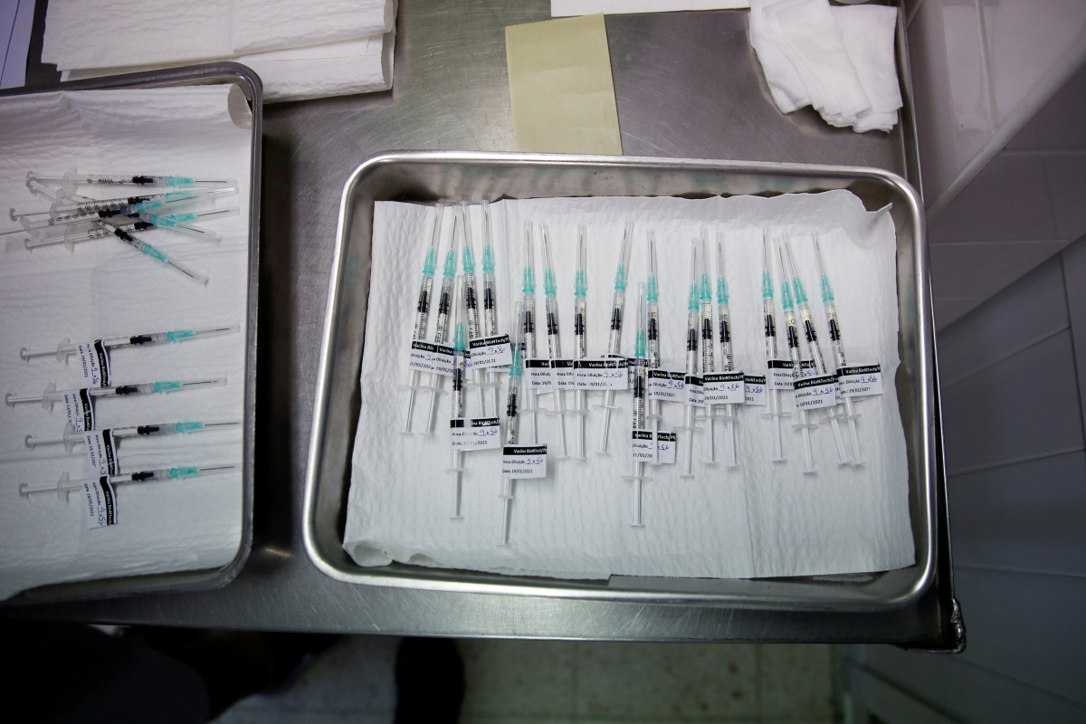 Pfizer-BioNTech coronavirus disease (COVID-19) vaccines are seen at Sao Jose Hospital in Lisbon, Portugal, January 19, 2021. REUTERS/Pedro Nunes
