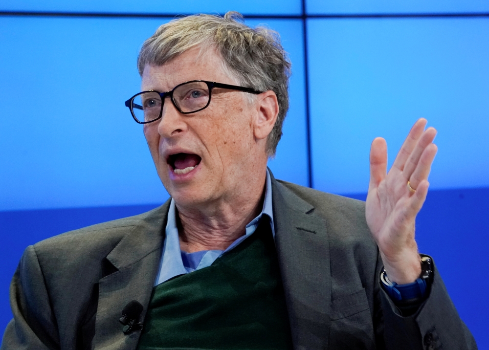 File photo: Bill Gates, Co-Chair of Bill & Melinda Gates Foundation, gestures as he speaks during the World Economic Forum (WEF) annual meeting in Davos, Switzerland January 25, 2018. Reuters/Denis Balibouse/File Photo