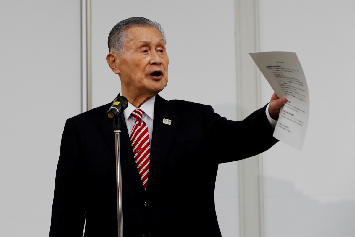 FILE PHOTO: Tokyo 2020 president Yoshiro Mori speaks at a news conference in Tokyo, Japan, February 4, 2021. REUTERS/Kim Kyung-Hoon/Pool/File Photo
