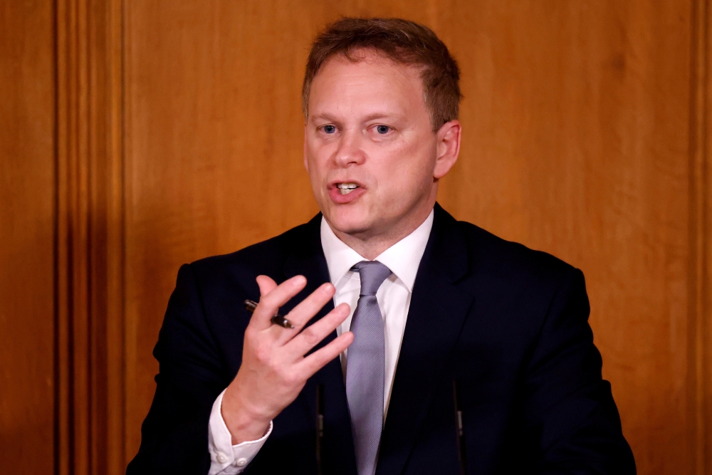 Britain's Transport Secretary Grant Shapps speaks during a virtual news conference, after a COBRA meeting that was called in response to increased travel restrictions amid the coronavirus disease pandemic, at 10 Downing Street, in London, Britain, Decembe