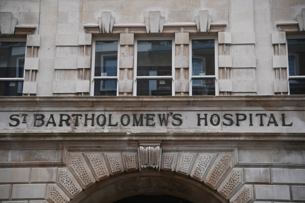 A view of the entrance of St Bartholomew's Hospital, where Britain's Prince Philip was admitted, in London, Britain, March 2, 2021. REUTERS/Toby Melville