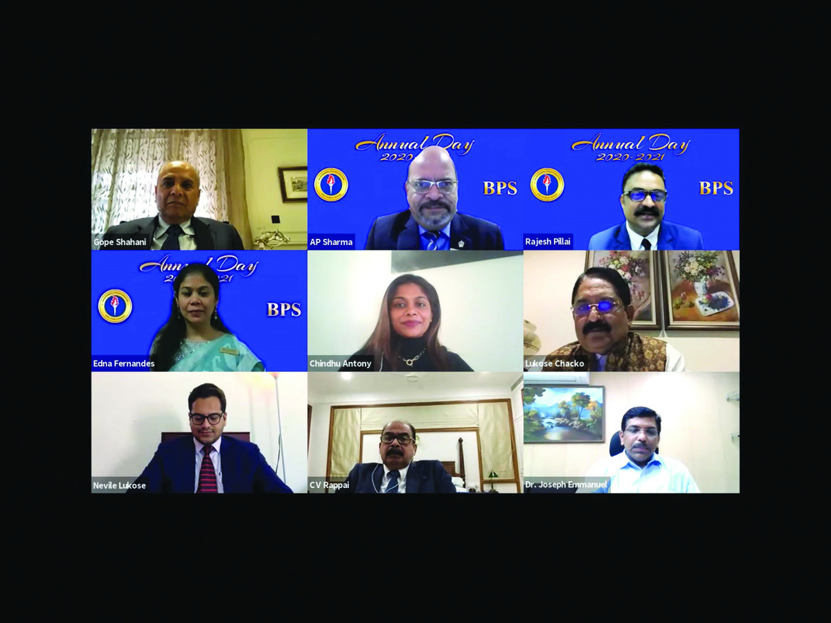 The leadership team of Birla Public School participating virtually in the ceremony.