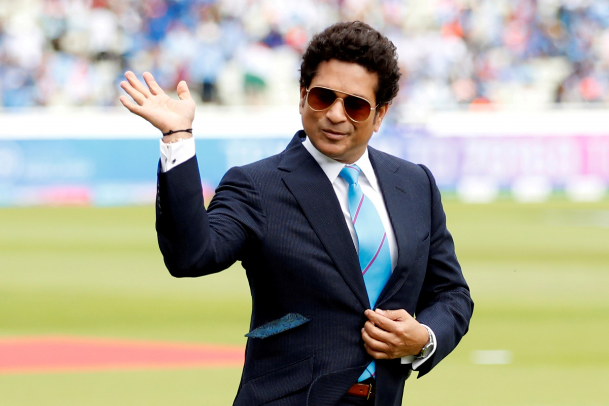 FILE PHOTO: Cricket - ICC Cricket World Cup - England v India - Edgbaston, Birmingham, Britain - June 30, 2019 Sachin Tendulkar on the pitch before the match Action Images via Reuters/Andrew Boyers/File Photo/File Photo
