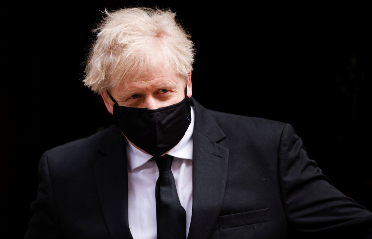 Britain's Prime Minister Boris Johnson walks outside Downing Street, amid the coronavirus disease (COVID-19) pandemic, in London, Britain, April 14, 2021. REUTERS/John Sibley

