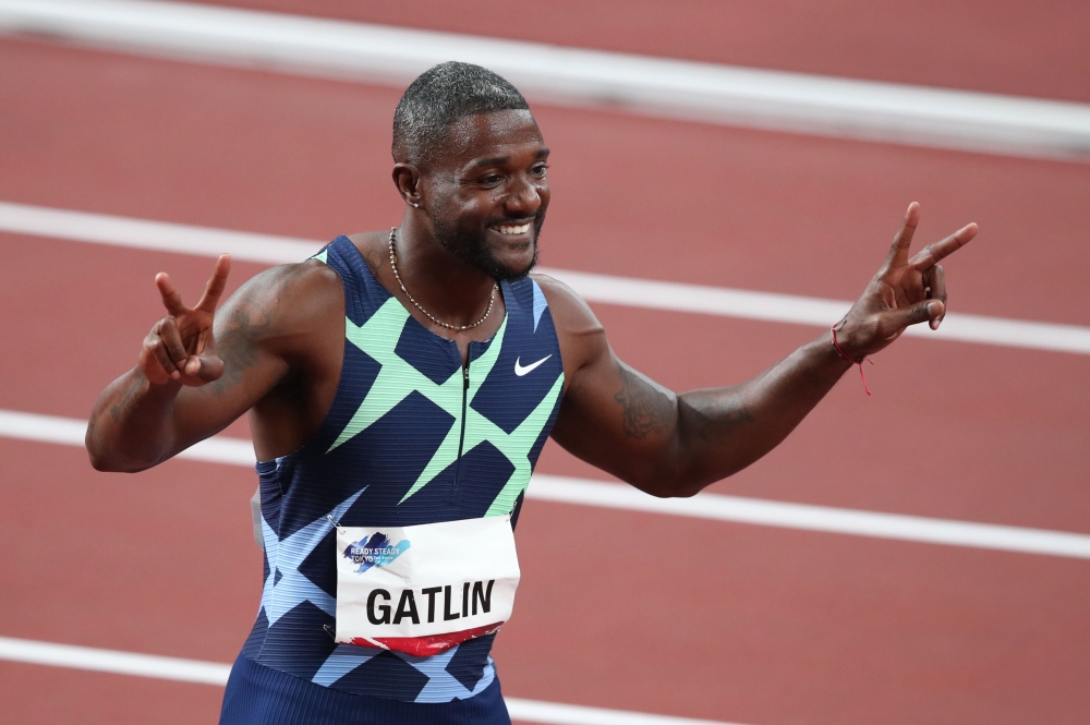 May 9, 2021 Justin Gatlin of the U.S. celebrates after winning the men's 100m final REUTERS/Kim Kyung-Hoon