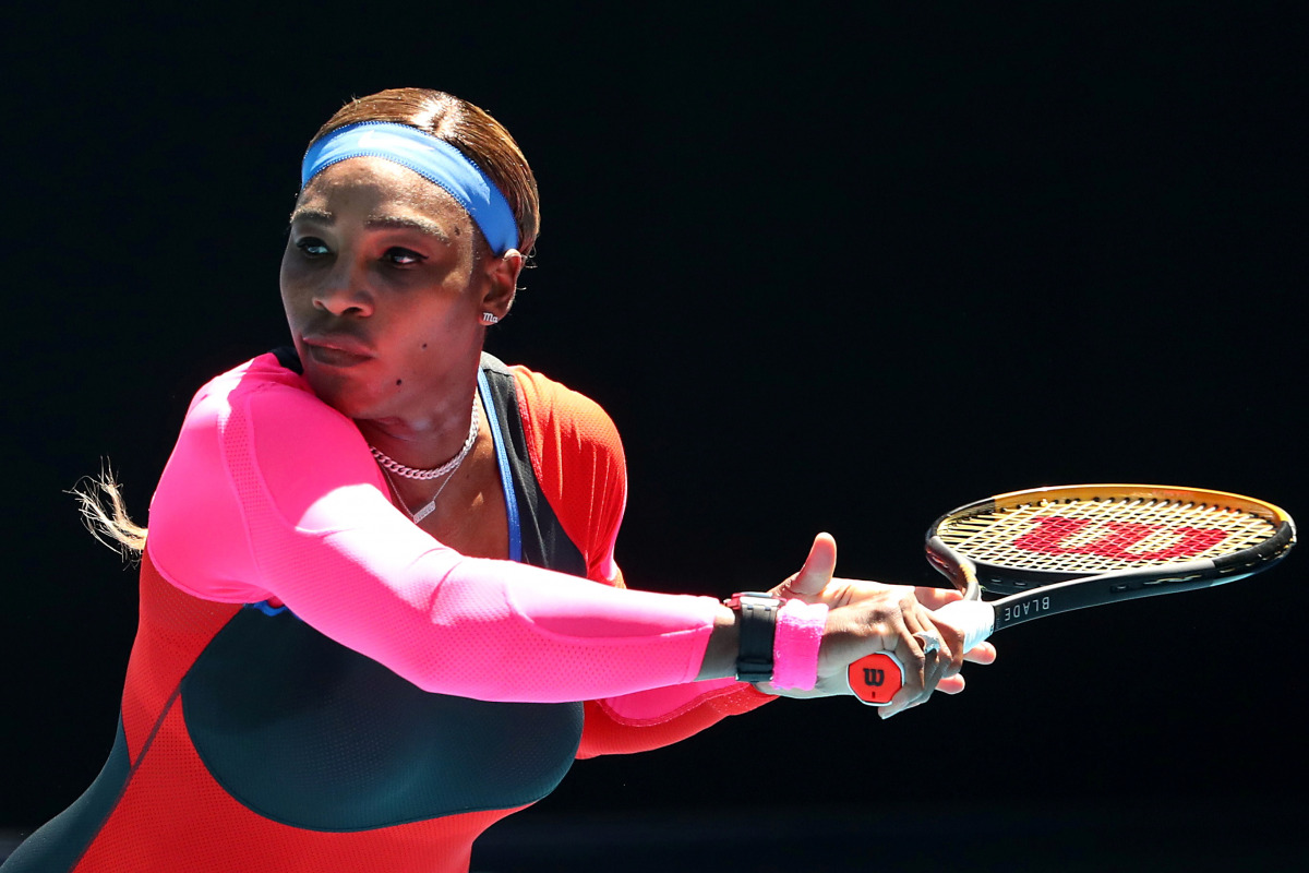 FILE PHOTO: Tennis - Australian Open - Melbourne Park, Melbourne, Australia, February 18, 2021 Serena Williams of the U.S. in action during her semi final match against Japan's Naomi Osaka REUTERS/Kelly Defina/File Photo
