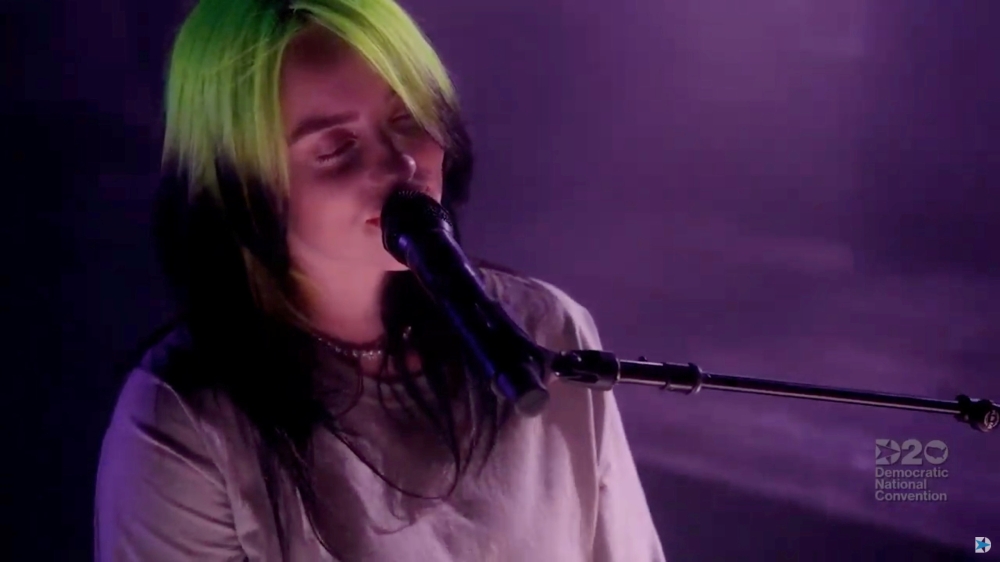 Singer Billie Eilish performs during the virtual 2020 Democratic National Convention as participants from across the country are hosted over video links from the originally planned site of the convention in Milwaukee, Wisconsin, U.S. August 19, 2020. 2020