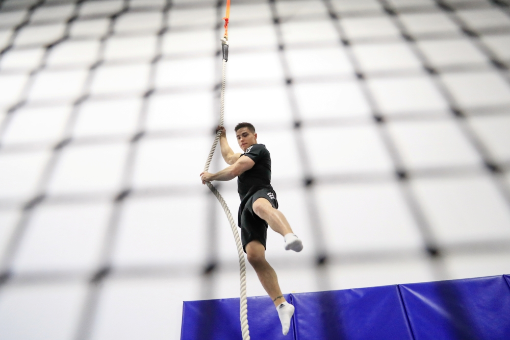 Russian gymnast Nikita Nagornyy, the world all-around champion, trains in preparation for the Tokyo 2020 Olympic Games at the Champions Academy gymnastics facility on the outskirts of Moscow, Russia April 29, 2021. Picture taken April 29, 2021. REUTERS/Ev