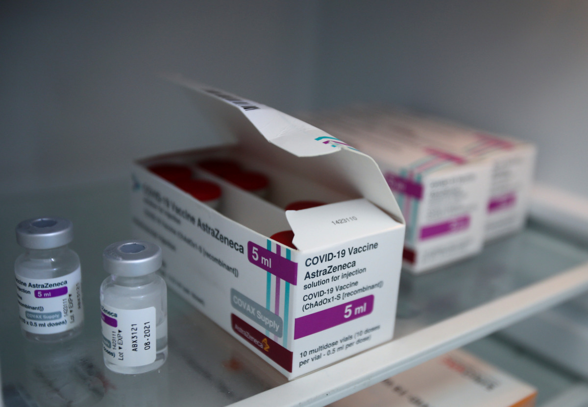 Boxes of AstraZeneca's vaccine against the coronavirus disease (COVID-19). Picture taken June 6, 2021. REUTERS/Ramzi Boudina
