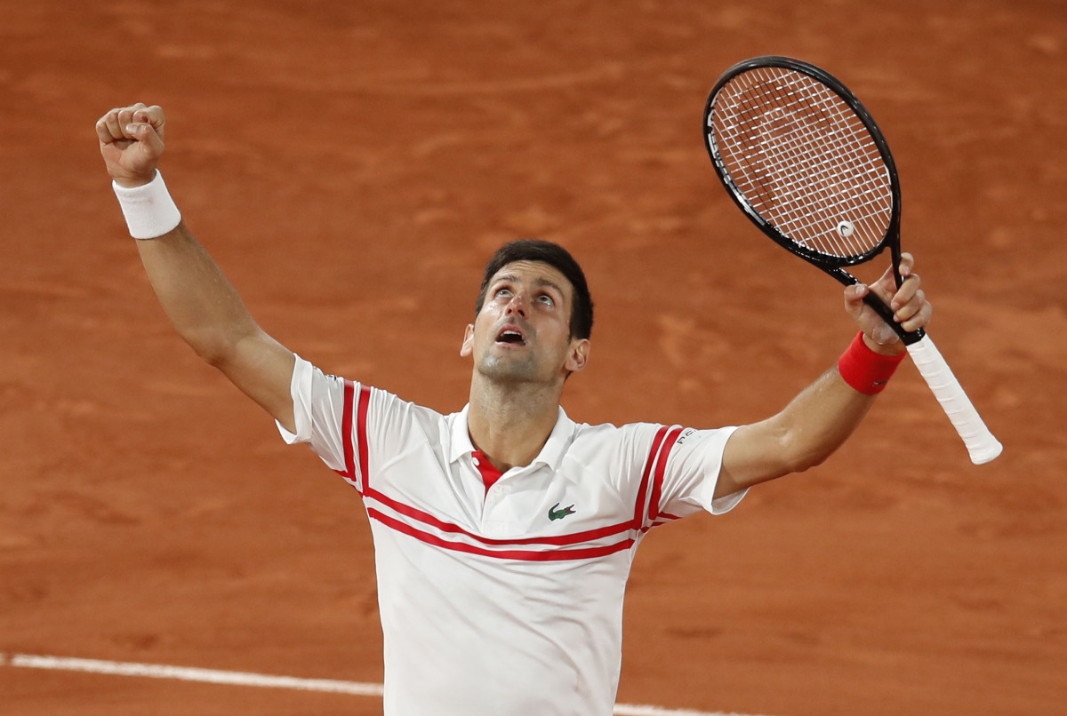 Serbia's Novak Djokovic celebrates winning his semi final match against Spain's Rafael Nadal Reuters/Gonzalo Fuentes