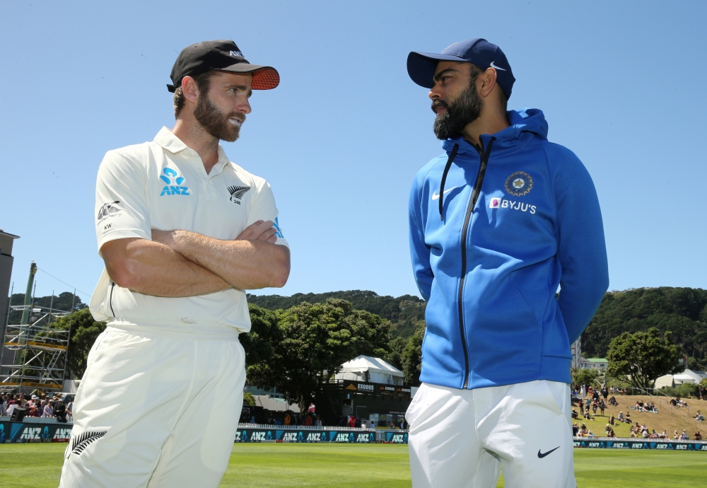 New Zealand's Kane Williamson talks to India's Virat Kohli after New Zealand beat India in a test match at Basin Reserve, Wellington, New Zealand, February 24, 2020. (REUTERS/Martin Hunter/File Photo)