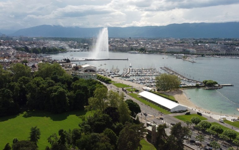 Geneva, Switzerland, June 8, 2021. Picture taken with a drone June 8, 2021. REUTERS/Denis Balibouse

