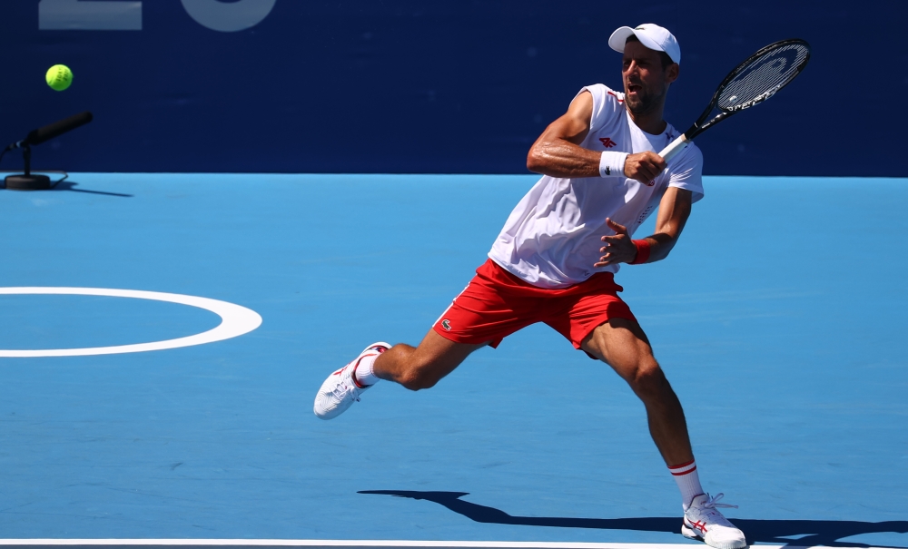 July 22, 2021 Novak Djokovic of Serbia during training. REUTERS/Mike Segar