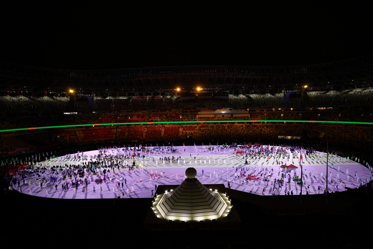 Tokyo 2020 Olympics - The Tokyo 2020 Olympics Opening Ceremony - Olympic Stadium, Tokyo, Japan - July 23, 2021. General view of the athletes' parade at the opening ceremony REUTERS/Leonhard Foeger
