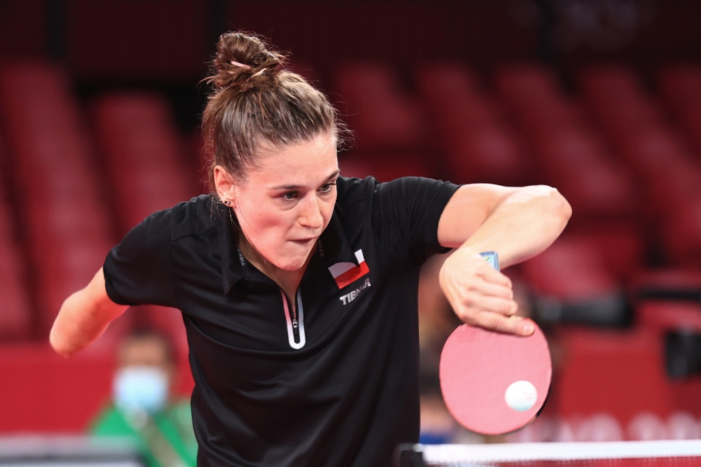 July 24, 2021. Natalia Partyka of Poland in action against Michelle Bromley of Australia REUTERS/Luisa Gonzalez