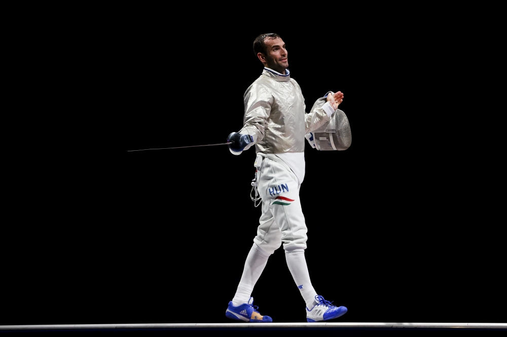 July 24, 2021. Aron Szilagyi of Hungary celebrates after competing REUTERS/Maxim Shemetov