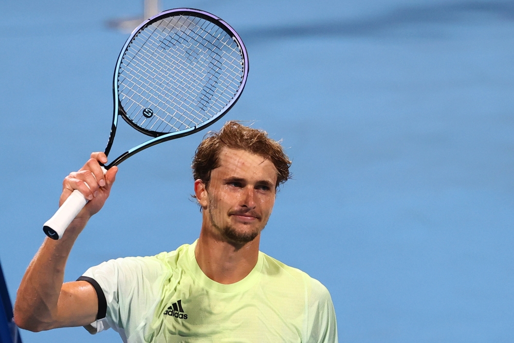 July 29, 2021 Alexander Zverev of Germany celebrates after winning his quarterfinal match against Jeremy Chardy of France REUTERS/Mike Segar
