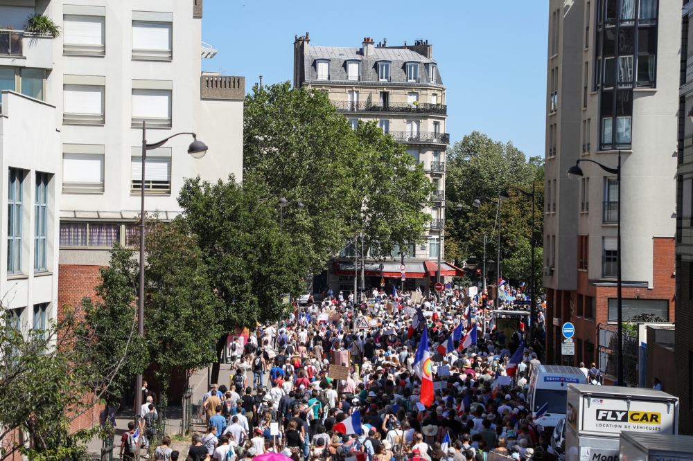 Protesters attend a demonstration called by the French nationalist party 