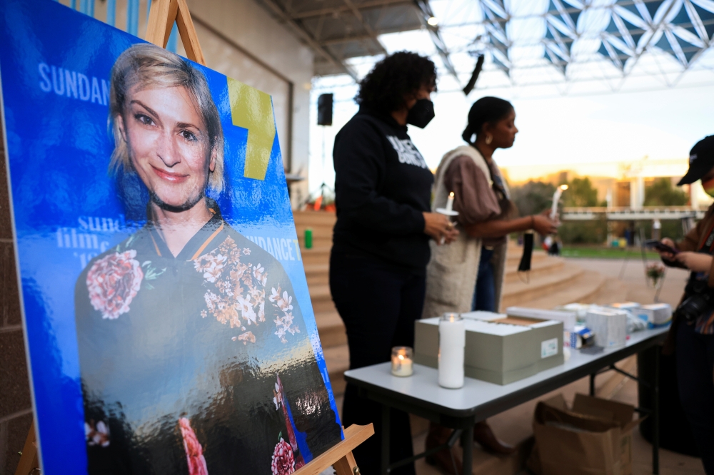An image of cinematographer Halyna Hutchins, who died after being shot by Alec Baldwin on the set of his movie 