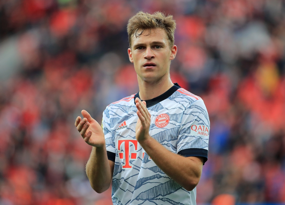 October 17, 2021 Bayern Munich's Joshua Kimmich celebrates after the match REUTERS/Thilo Schmuelgen DFL