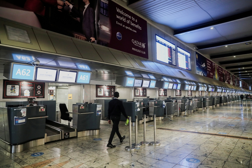 File photo for representational purposes. Check-in counters at Tambo International Airport in Johannesburg, South Africa.