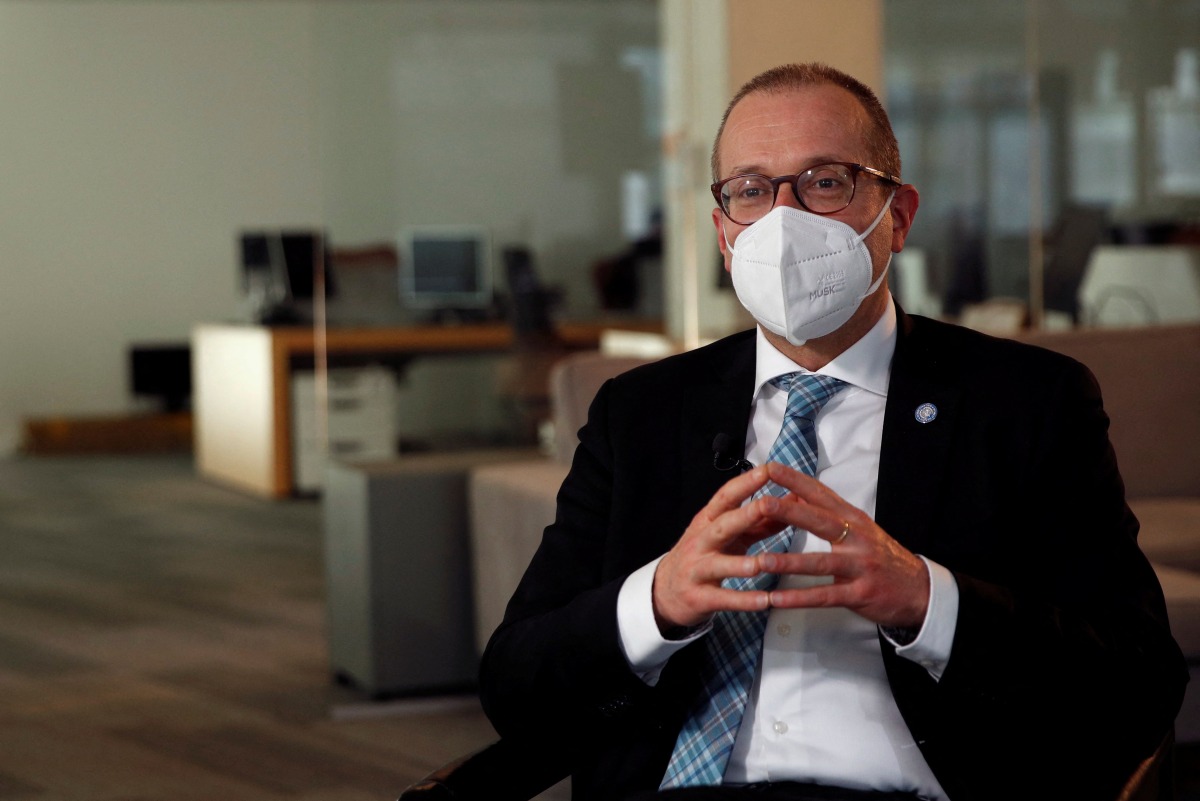 World Health Organization's Regional Director for Europe Hans Kluge gives an interview for Reuters in Brussels, Belgium, December 22, 2021. REUTERS/Johanna Geron
