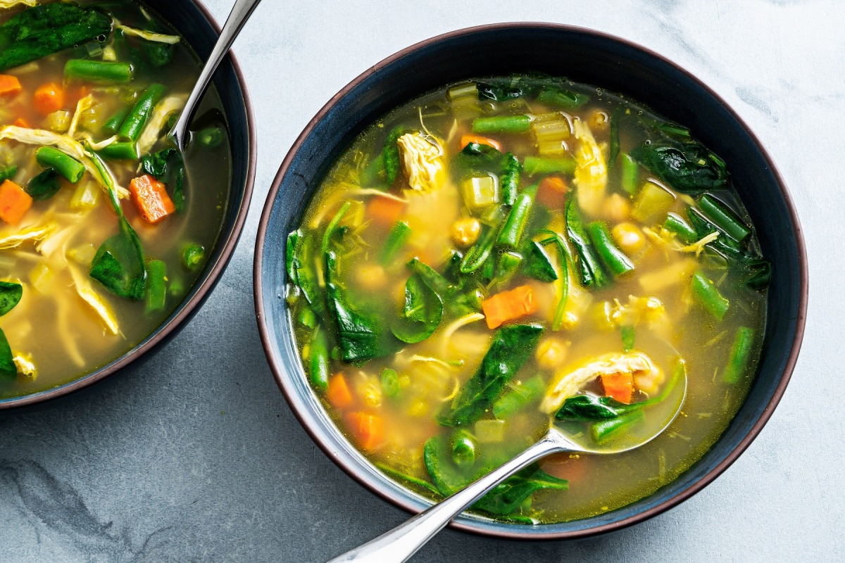 Golden Chicken Vegetable Soup With Chickpeas. Photo by Scott Suchman for The Washington Post.