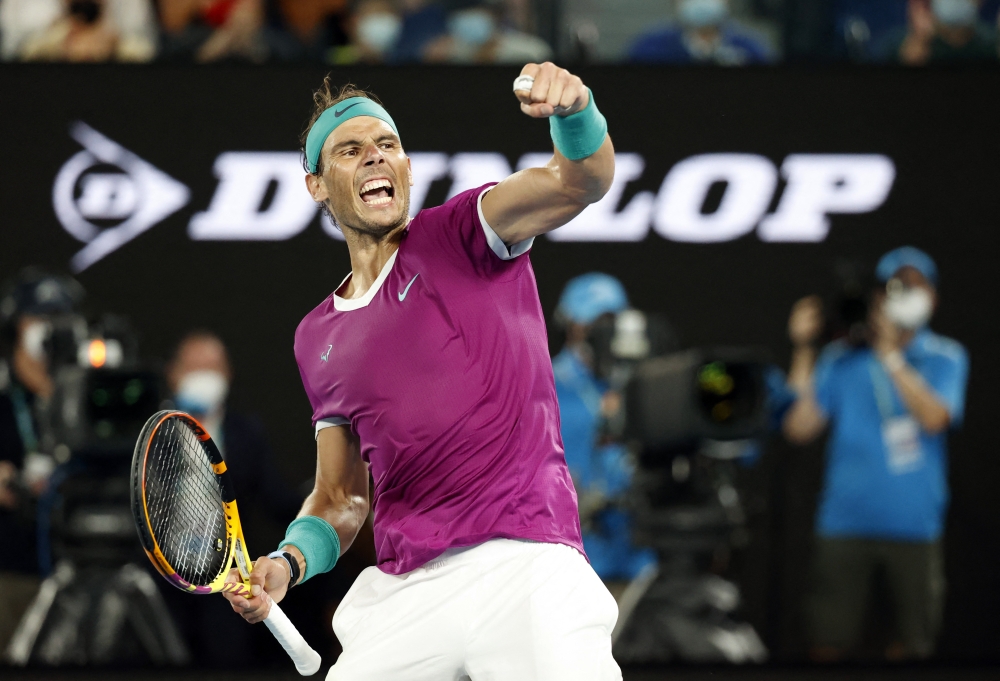 January 21, 2022 Spain's Rafael Nadal celebrates winning his third round match against Russia's Karen Khachanov REUTERS/Asanka Brendon Ratnayake