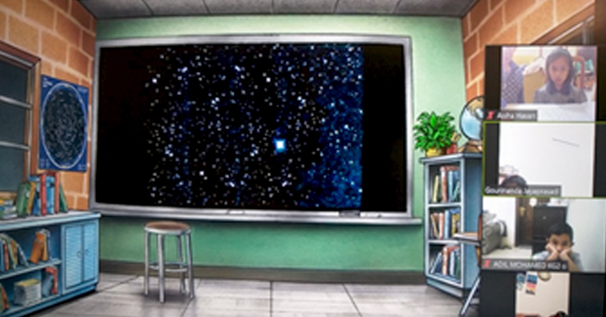 Students of MES Indian School virtually visiting Strasenburgh Planetarium in New York.