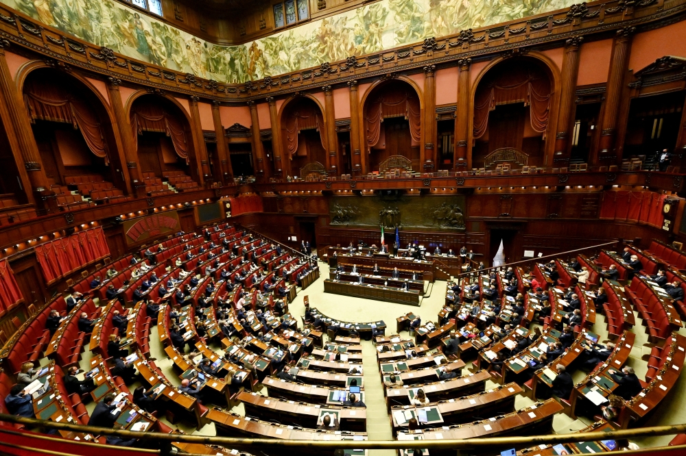 General view of the Italian Parliament as Prime Minister Mario Draghi addresses deputies on April 26, 2021 at Montecitorio palace in Rome. Alberto Pizzoli/Pool via Reuters/File Photo