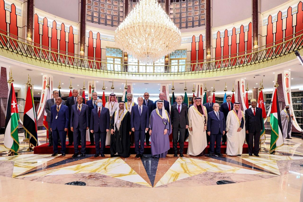 A group photo of participants of a consultative meeting of the Arab Foreign Ministers held in Kuwait yesterday. The State of Qatar also took part in the meeting and was represented by Minister of State for Foreign Affairs H E Sultan bin Saad Al Muraikhi.