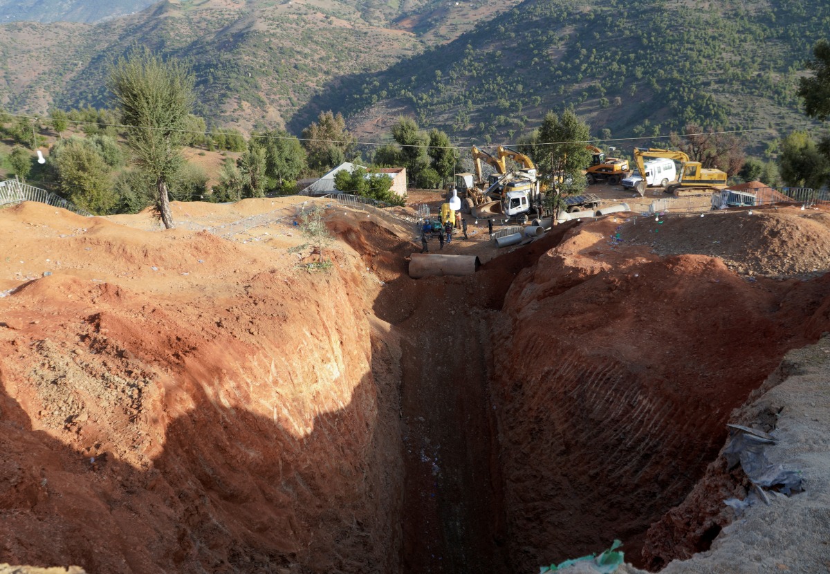 A view of the site where rescuers retrieved yesterday the body of 5-year-old child, Rayan Awram, near Chefchaouen, Morocco February 6, 2022. REUTERS/Abdelhak Balhaki
