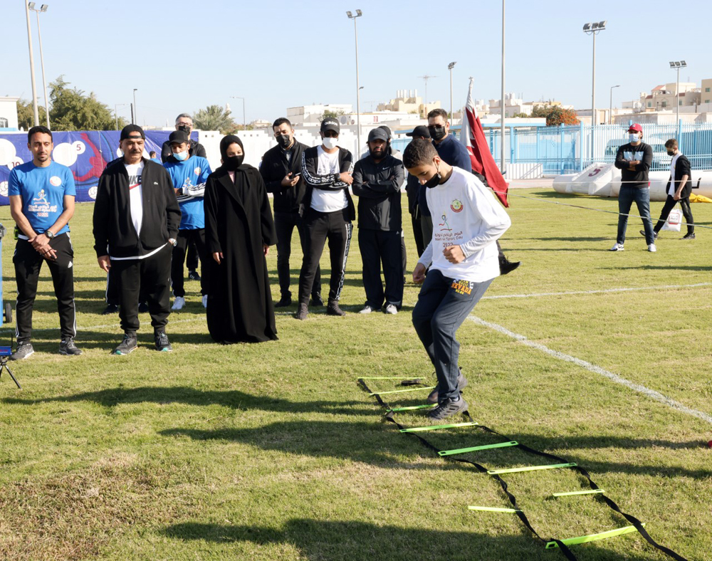 Minister of Education and Higher Education H E Buthaina bint Ali Al Jabr Al Nuaimi during the National Sport Day activities.