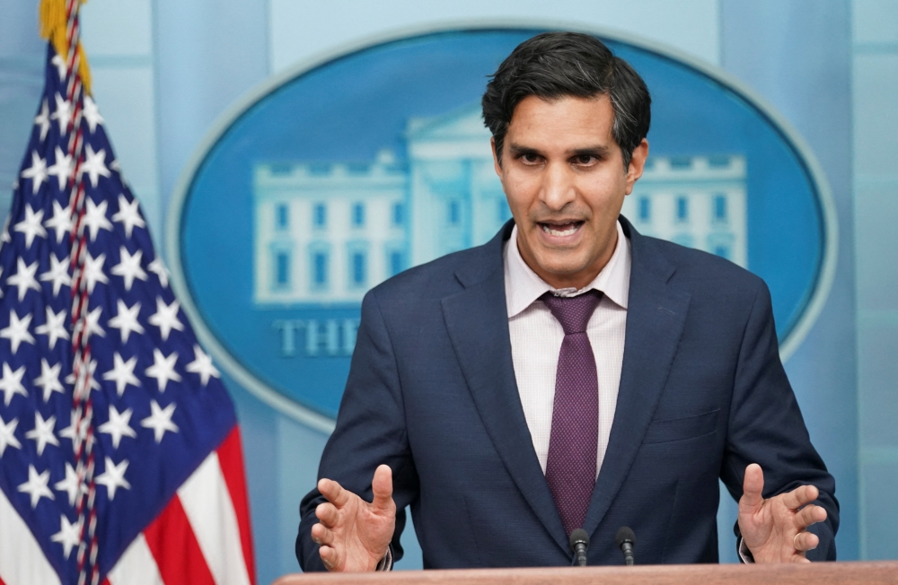 Daleep Singh, US Deputy National Security Advisor for international economics, speaks about sanctions against Russia during a press briefing at the White House in Washington, US, February 22, 2022. Reuters/Kevin Lamarque    