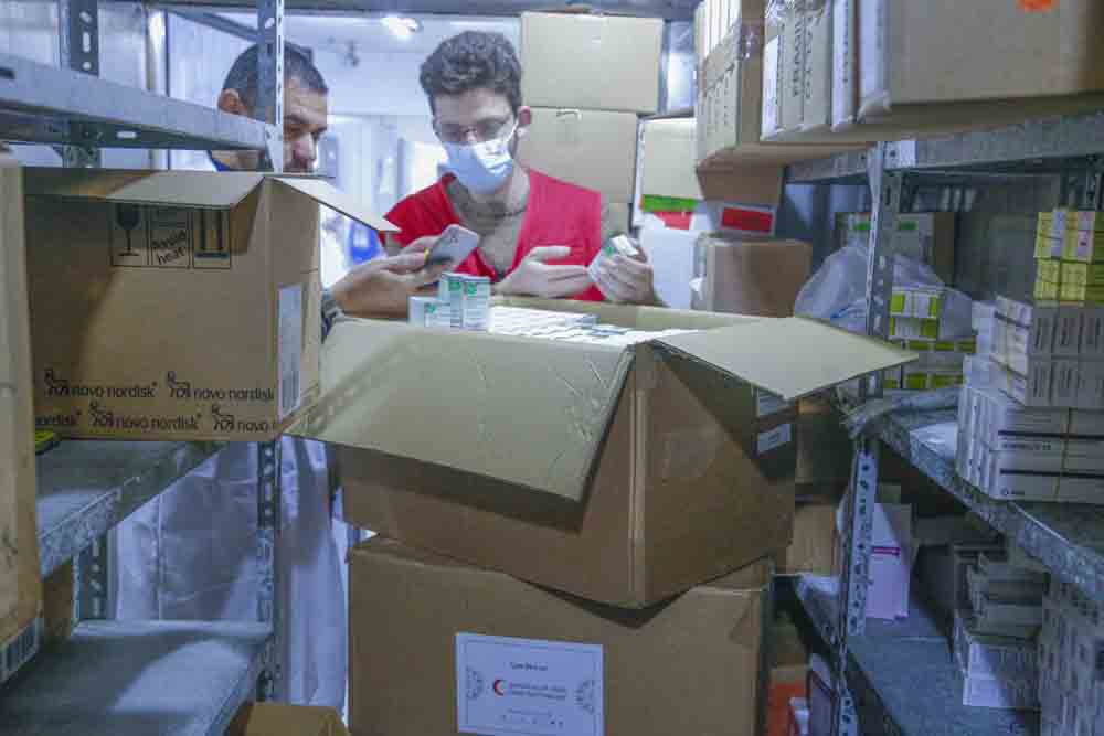 Breast cancer drugs being distributed in Gaza.