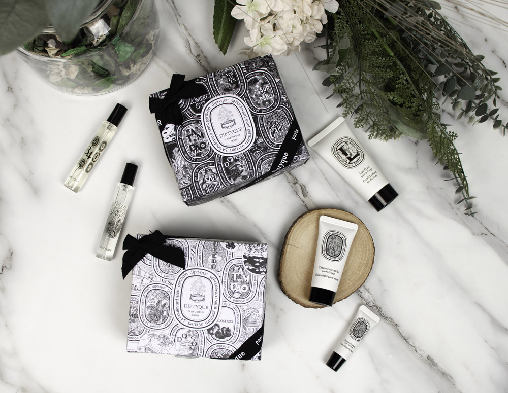 The new amenity range consists of Diptyque branded bags as well as gift boxes.