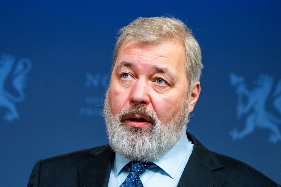 Nobel Peace Prize winner for the year Dmitry Muratov takes part in a news conference. Reuters photo