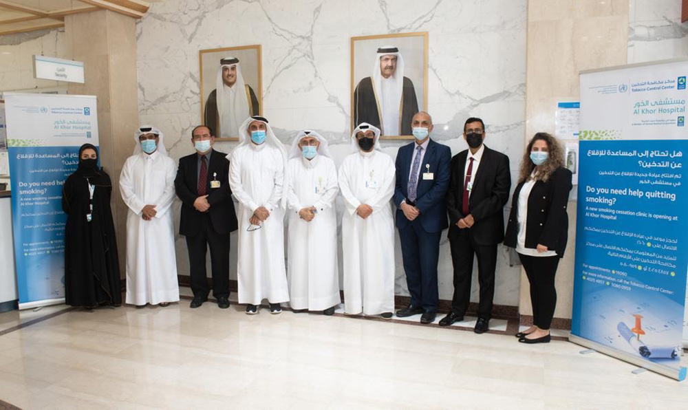 Hamad Medical Corporation officials during the opening ceremony of a dedicated smoking cessation clinic at Al Khor Hospital, yesterday. 