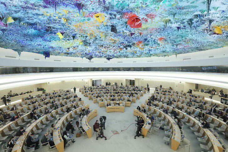 An overview of the special session on the situation in Ukraine of the Human Rights Council at the United Nations in Geneva, Switzerland, March 4, 2022. REUTERS/Denis Balibouse/File Photo

