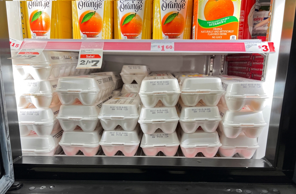 Eggs displayed at a supermarket in Chicago, Illinois, U.S. REUTERS/Jim Vondruska