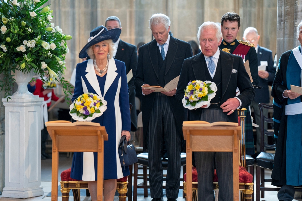 Britain's Prince Charles and Camilla, Duchess of Cornwall arrive for Royal Maundy Service