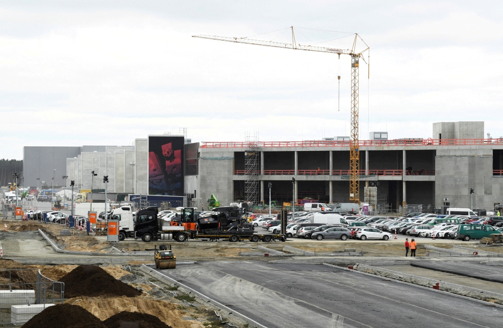 A general view shows the construction site of Tesla's electric car factory in Gruenheide, near Berlin, Germany, March 4, 2022. REUTERS/Annegret Hilse/File Photo
