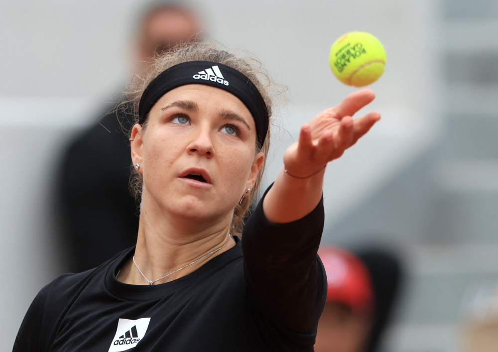May 27, 2022 Czech Republic's Karolina Muchova in action during her third round match against Amanda Anisimova of the U.S. REUTERS/Pascal Rossignol