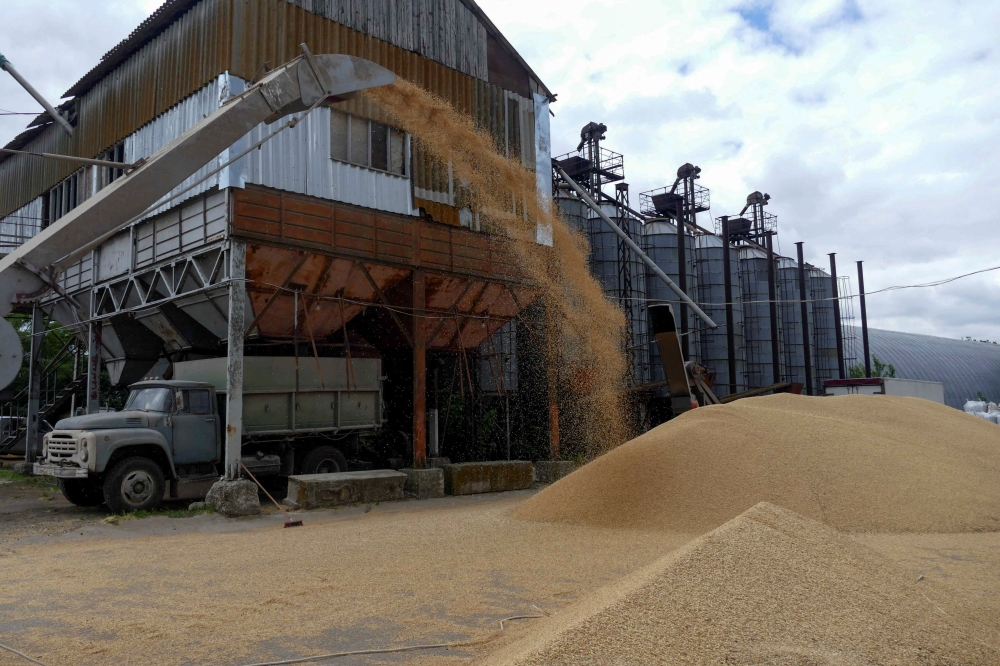 A truck is seen at a grain terminal during barley harvesting in Odesa region Ukraine June 23, 2022. (REUTERS/Igor Tkachenko)
