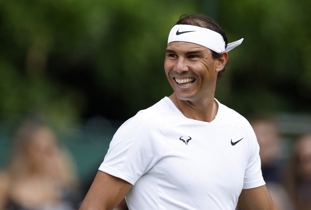 Spain's Rafael Nadal smiles before his exhibition match against Canada's Felix Auger-Aliassime at The Hurlingham Club, London, Britain, on June 24, 2022. (Reuters/John Sibley)
