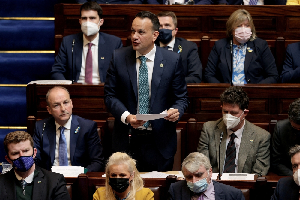 Irish Deputy Prime Minister Leo Varadkar speaks in parliament, in Dublin, Ireland April 6, 2022. Maxwells/Handout via REUTERS/File Photo