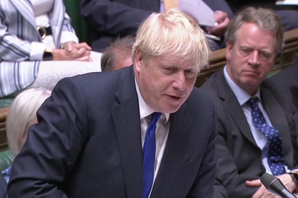 British Prime Minister Boris Johnson speaks during the weekly question time debate, in Parliament in London, Britain, July 6, 2022 in this screen grab taken from video. Reuters TV via REUTERS