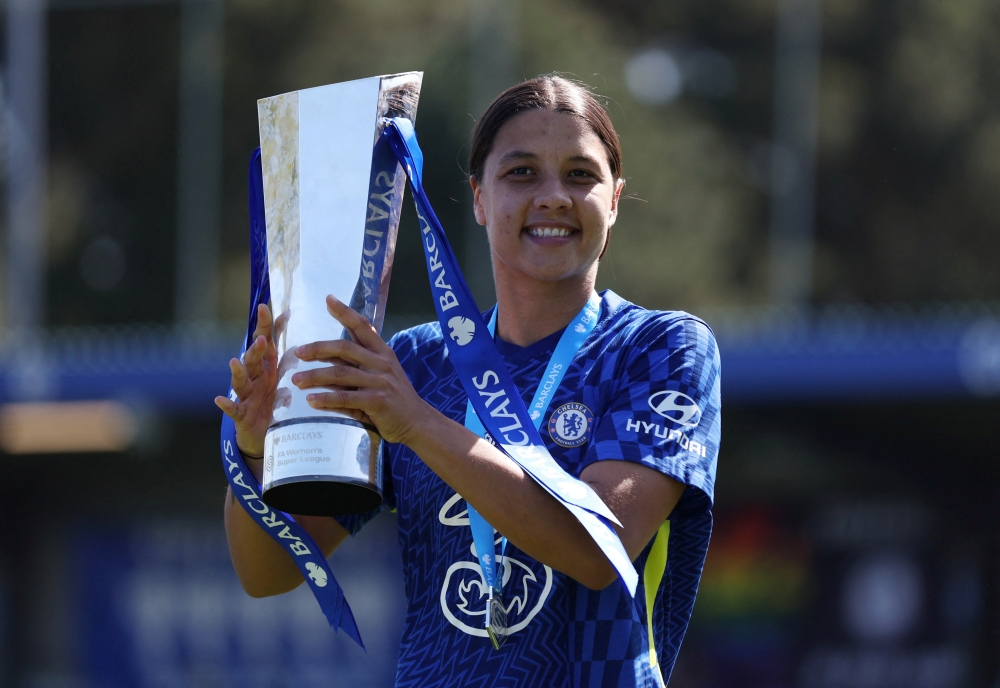 File Photo: Chelsea's Sam Kerr celebrates after winning the Women's Super League in London, Britain, on May 8, 2022. (Reuters/Matthew Childs)

