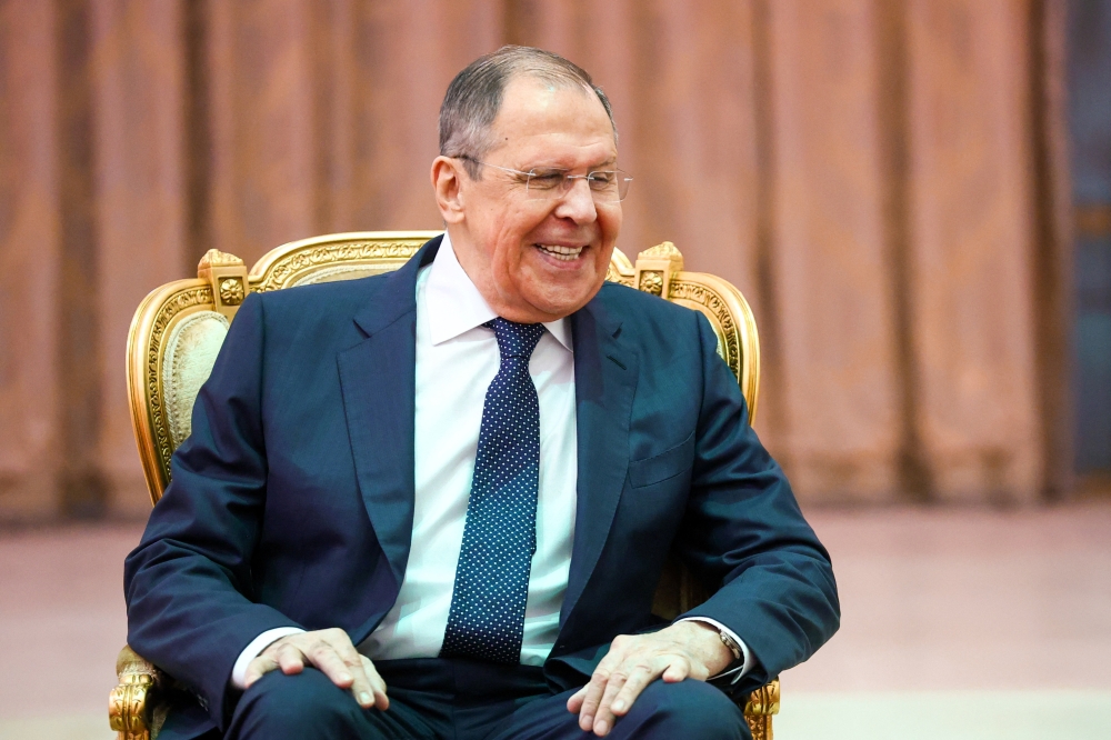 Russia's Foreign Minister Sergei Lavrov during a meeting with Republic of Congo's President Denis Sassou Nguesso in Oyo, Republic of Congo, July 25, 2022. (Reuters)

